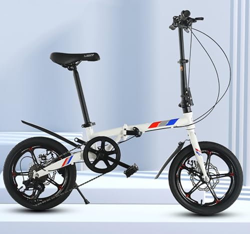 Faltrad Rennrad für Erwachsene Klapprad 16 Zoll Klapp-Mountainbike, 6-Gang-Mountainbike aus Kohlenstoffstahl für Erwachsene, Scheibenbremse für B,16 Zoll
