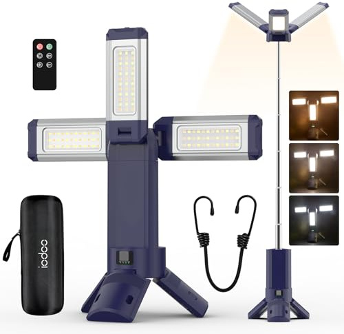 Lampada da Campeggio Telescopica Ricaricabile 10000 Mah, 4000Lm, Rotanti 270°, Telecomando, Impermeabile IP45, Caldo/Bianco/Naturale, Luce Campeggio Alluminio con Temperatura Colore Regolabile