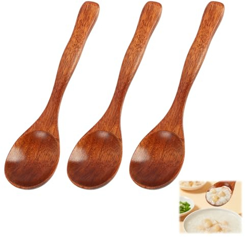 3 PCS Eco-Friendly Kitchen Utensils, Premium Natural Wooden Spoons Set, Small Wooden Spoon, for Cooking, Baking, and Serving, Versatile Wooden Tea, Honey, and Condiment Spoons