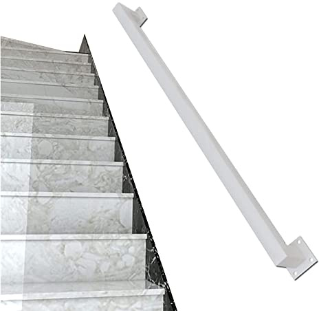 Garde-corps d'escalier en fer forgé blanc de 30 à 600 cm pour montage mural, balustrade carrée pour marches en béton ou en bois, kit d'installation complet inclus
