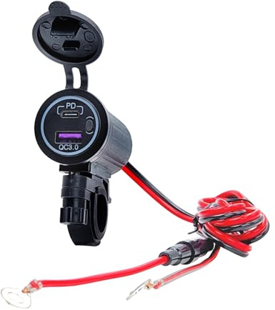 Motorcycle Phone Charger - USB Socket QC3.0 PD Fast Charging Adapter, Waterproof Power Supply Port, Modified Handlebar Mount Charger, Compact Mobile Device | Touring Rides, Outdoor Advent