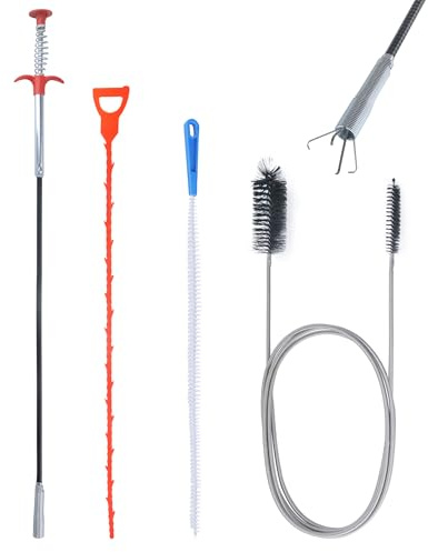 SZWLJ 4x Abflussreiniger Spirale 45-155cm Teleskop Toilette Waschbecken | Biegsamer Greifer fur hartnackige Verstopfungen. Wiederverwendbar. Fur Badewanne geeignet. 4er Set.