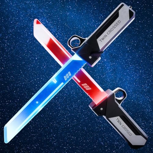 2 Stück Schwert mit LED Licht,Lichtschwert Einziehbare Lichtschwerter,Beleuchtete Schwerter,Laserschwert für Halloween Weihnachten Cosplay Themenparty