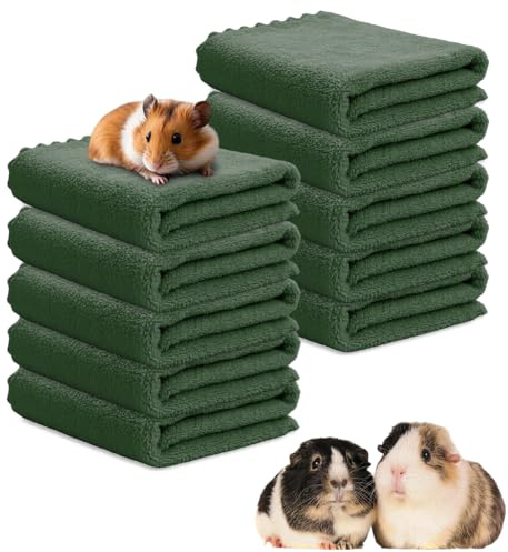 10 stycken gnagarmattor vattentäta filtar, pipipi-kuddar för marsvin filt, tvättbart husdjur PIPI underlägg små djur sovmatta absorberande för små djur hamster valp katt, 35 x 75 cm (grön)