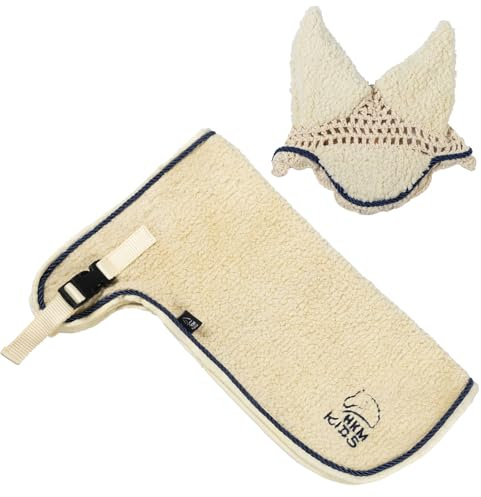 Brama West HKM Hobby Horsing Teddy Love Set para caballos de peluche, acogedoras orejeras y manta de peluche, accesorios para caballos Hobby Horse de alta calidad (beige)