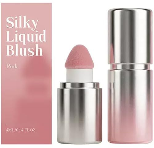 Blush liquido, texture gelatina, crema blush con applicatore a spugna, sensazione leggera e setosa, fard liquido naturale opaco (rosa)
