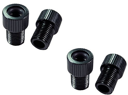 Charmate 4X Fahrrad Color Alu Ventiladapter SCHWARZ - DV SV Dunlop/Französisches Ventil auf KFZ Autoventil AV - mit Dichtring