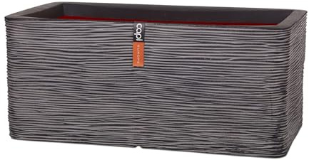 Capi Europe - Gefäß rechteckig Rib NL - 73x39x32 - Anthrazit - Blumentopf für den Innen- und Außeneinsatz - Übertopf - Pflanztopf - Pflanzgefäß - Kunststoff - KOFZ963