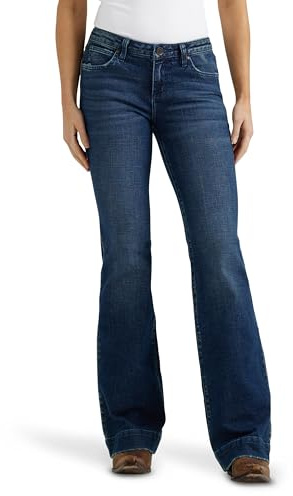 Wrangler Womens Retro Mae Mid Rise Wide Leg Trouser Jeans, Sophia, 0-32 US