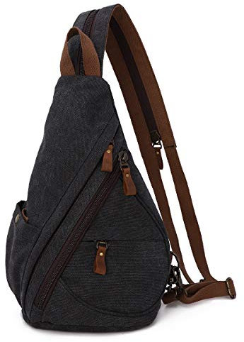 KL928 Canvas Sling Bag Rucksack Damen und Herren – Schulterrucksack Umhängetasche Crossbag Verstellbarem Schultergurt Perfekt für Outdoorsport, Wandern, Radfahren, Bergsteigen, Reisen