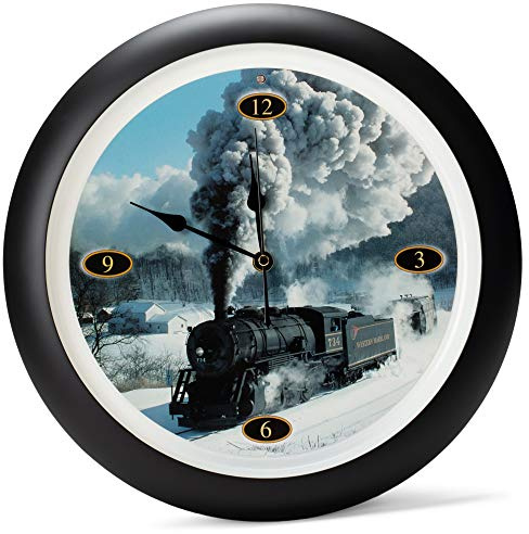 Mark Feldstein Locomotive Legends Steam Engine Train Sound 13 Inch Wall Clock
