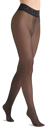 MARILYN Strumpfhose Damen 30 DEN Weiche Satin Strumpfhosen Erotic Silk (1 Paar, 42 XL, Schwarz/Nero)