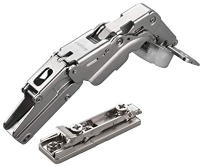 2 x Salice Topfband 155° Serie 200 mit Dämpfer im Topf Bohrbild T45 Mittelanschlag mit Linear-Montageplatte Höhe 3 mm mit vormontierten Euroschrauben, Exzenterverstellung Möbelscharnier von SO-TECH®