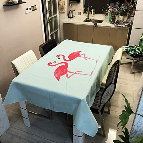 Hiser Tischdecke Outdoor Abwaschbar, Wasserabweisende Staubdichte Küche Esstisch Tischdecke Rechteckig Desktop Dekorative Tuch Hotel Bankett Party (Flamingo,140x200cm)