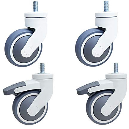 4 Zoll Medizinische Rollen 100mm Gummirollen M12 Gewinde Leise Universal- Schwenken Lenkräder Mit Bremse Hochleistungsrollen Zum Krankenhaus Schönheitsinstrument Wagen Pflegebett 400 Kg / 4 Pcs