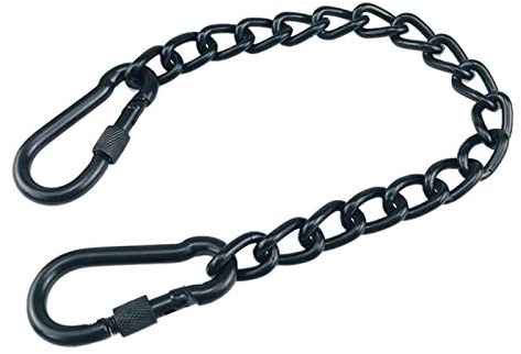 Kette mit zwei Karabinern – Hängematten-Ketten-Hängeset, Edelstahl, tragbare Kette für Gartenhängestühle (Größe: schwarz, 99 cm)