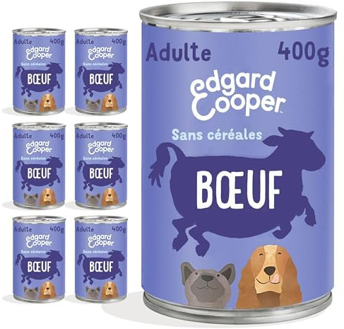 Edgard & Cooper Pâté Pour Chien, (Boeuf, 400g x 6), Sans Céréales, Viande fraîche et protéines de qualité, Vrais ingrédients pour chiens, Hypoallergénique, Sans sucres ajoutés