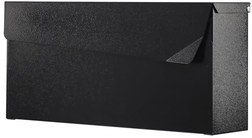 KYODOLED Wall-Mount Mailbox, Large Capacity Mail Box, Mailboxes for Outside, Galvanized Steel Rust-Proof Metal Post Box, 14.56 x7 x4.13 Black
