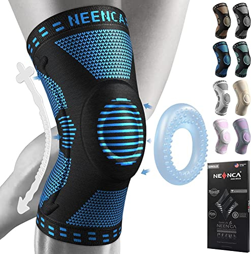 NEENCA Rodillera Profesional, Rodillera de Compresión con Almohadillas de Gel de Rótula y Estabilizadores Laterales para Hombre y Mujer, Rodilleras de Grado Médico para Correr, Desgarro de Menisco