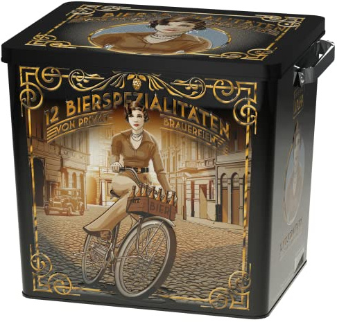 KALEA Bier-Box | Metallbox mit 3D-Prägung | 12 x 0,33l Bierspezialitäten | Geschenkidee für Ostern | Vatertag(Retro-Box, 12x0,33l)