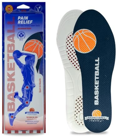 Footgel - Plantillas Deportivas Baloncesto | Plantillas Gel Deportivas Hombre/Mujer Transpirables, Cómodas | Estabilizadoras, Previenen Lesiones, Dolores en Pies, Rodillas y Lumbares | Tallas 48 a 52