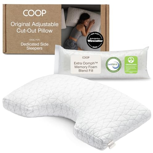 Coop Home Goods Original Cut-Out Adjustable Pillow, Queen Size Bed Pillows for Neck & Head Support, 18 x 28 “ Memory Foam Pillows - Medium Firm for Side Sleeper, CertiPUR-US/GREENGUARD Gold