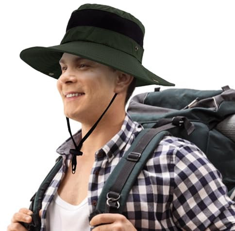 MEOKEY Sonnenhut Herren Damen UV Schutz Sommerhut Gartenhut Faltbar Safari Sonnenschutz Hut Breite Krempe Outdoor Wanderhut Anglerhut - Grün