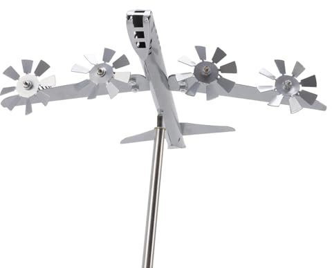 Xcello Windskulpturen, Edelstahl-Flugzeug-Windmühle, Windbetriebene Drehbare Metall-Außenwindspiele für Hof- und Gartendekoration
