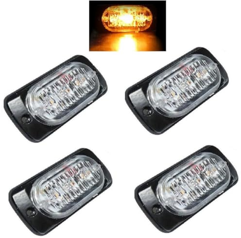 Générique 4x Lampes de Secours 12V-24V LED Feux de Pénétration Flash Orange Clignotant Stroboscopique pour Voitures Camions Fourgons