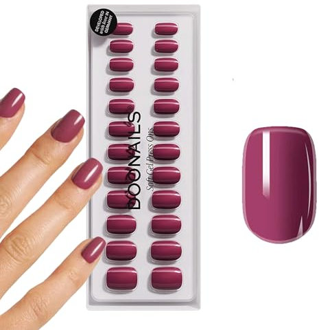 DOONAILS Soft Gel Press On Nails 30er Set Bubblegum Square Form Dunkelpink Nägel zum Aufkleben Full Cover in Salonqualität Fake nails soft gel Medium Natürliches & angenehmes Tragegefühl