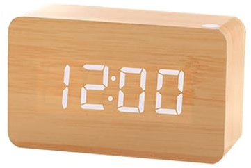 Vllold Sveglia digitale in legno | Orologio da scrivania - Sveglia digitale elettrica, orologi elettrici in legno con controllo del suono e 3 impostazioni di allarme, orologio digitale