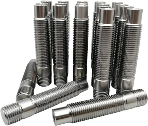 RISON-Titanium 20 Stück Stehbolzen Umbau Set, Auto Verlängerter Radbolzen Titan Radschrauben, M12x1.5x75mm Titan Radbolzen-Umrüstsatz Erweiterte Radbolzen Rändelbolzen Doppelendbolzen