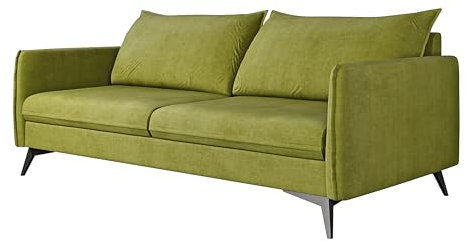 S-Style Möbel Nina Sofa 3-Sitzer Sofa für Wohnzimmer Couch Freistehende Polster Sofas & Couches Couchgarnitur Mit Schwarzen Metallfüßen Grün 199 x 91 x 86 cm