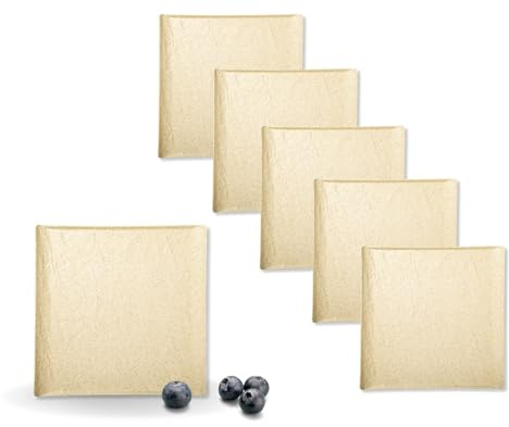 Wilmax - Assiettes carrées - 6 pièces - à dessert en porcelaine - 13x13 cm - Imitation pierre - Pour salades, desserts - Va au four - Lavable au lave-vaisselle - Beige