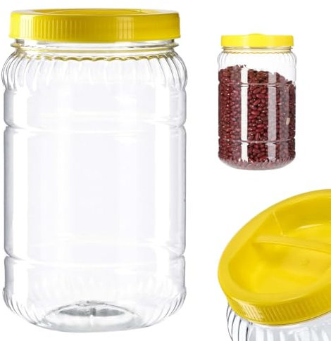 KADAX Barattolo Con Coperchio e Manico - Contenitore in Plastica per Alimenti da Cucina (Rotondo 2L)