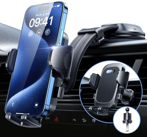 【2025 Neust & Stärkst】Handyhalterung Auto【Upgrade Biegbarer Aluminium Saugnapf】Handy Halterung Auto 360° Drehbar Auto Handyhalter Armaturenbrett Scheibe für iPhone 16 Pro Max 15 14 Samsung usw,Schwarz