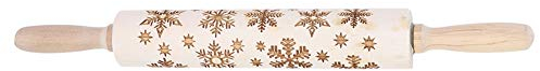 Rouleau à Pâtisserie En Bois Gravé Avec des Motifs De Flocons De Neige De Noël, Rouleaux à Pâtisserie En Relief, Motif De Flocon De Neige En Bois Gravé Au Laser, Outil De Bricolage Pour Biscuits Faits