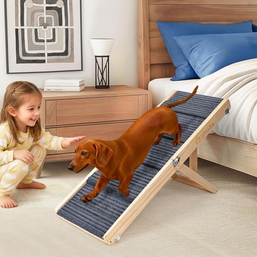 iPetba Rampa per Cane per Letto & Divano per Piccoli Cani – Rispetto per le Articolazioni, Antiscivolo, Pieghevole, Regolabile, Portatile, Fino a 16 kg