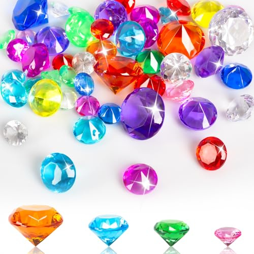 RNHDLY 50 Stück Edelsteine für Kinder 40mm 30mm 25mm 20mm Kinder Diamanten