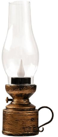Electronic Oil Lamp,Elektronische Petroleumlampe,LED-öLlampe,LED Petroleumlampe,Flammenlose LED-Lampe,Vintage Nachttischlampe Batteriebetrieben,Elektronische Retro-LED-Laternen-Dekoration (Kupfer)