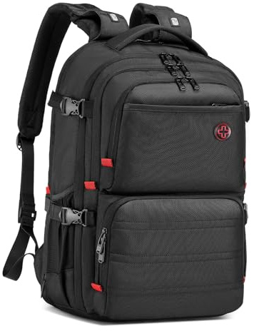CROSSGEAR Travel Carry On Backpack for Men, 40L Expandable Large Laptop Backpack, Fit 17.3 Inch Computer, TSA-Friendly Luggage Airline Approved, Water Resistant, Business Commute Work Daypack, Black