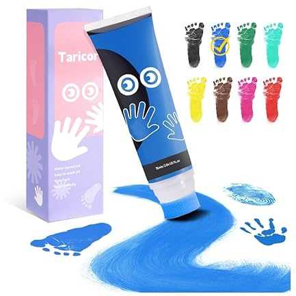 Taricor 75ml Baby Handprint Kit, Footprint Paint Set with Sponge Attachment, Non Toxic Pet Paw Print Kit for Dogs Cats, Baby Handprint for Newborns Gift,Stamp Kids, Family Keepsake