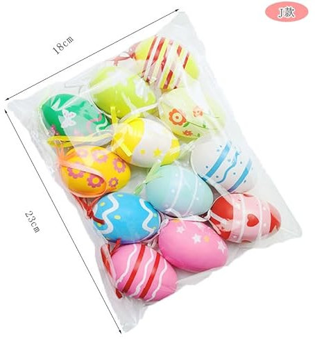 ZZOUFI Uova di Pasqua Decorative, 24pcs Ovetti Pasquali da Appendere, Uova Colorate per Albero di Pasqua Esterno, Decorazioni Uova di Pasqua Fuori Finte