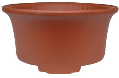 Genérico BIOMATA Maceta Bonsai Ceramica para Shohin 13x13x6,5 cm | Maceta Redonda Gres Roja | Maceta para Bonsai Resistente a Cualquier Clima | Tiesto con Drenaje Base Plana