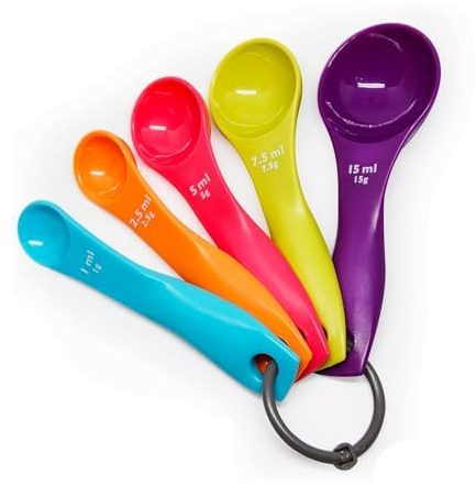 5 Stück Messlöffel Gramm und Milliliter Bunten,Measuring Spoons Unterschiedlichen Kapazitäten,Messlöffel Set Flüssigkeits und Pulver,Messlöffel Kunststoff für Kochen Backen Dosieren Dosierhilfe