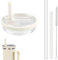 Leakproof Lid for Stanley Cup 40oz, Tumbler Flip Straw Lid Splash with 1 Cleaning Brush and 2 Straws No-Spill Cup Lids Cover for Stanley Quencher Replacement Accessories (Cream White, 40oz)
