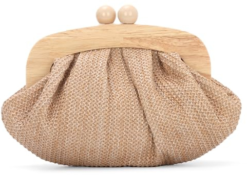 Ynport Crefreak Damen Woven Straw Clutch Geldbörse – Elegante gehäkelte Abendtasche, Sommer Strand Crossbody Handtasche für Hochzeiten und Partys