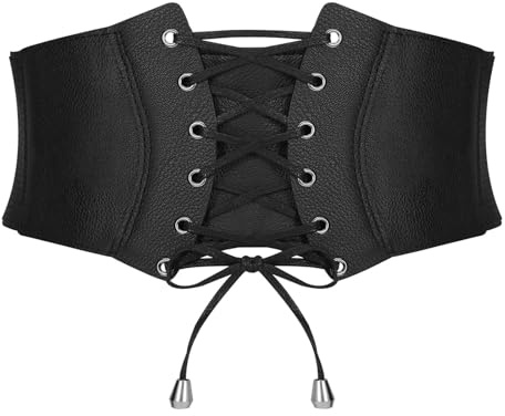 VONMELLI Corsetto Donne Cintura Lace Up Corsetto Alta Vita Cintura Elastica Per Feste in Costume Halloween Nero XS