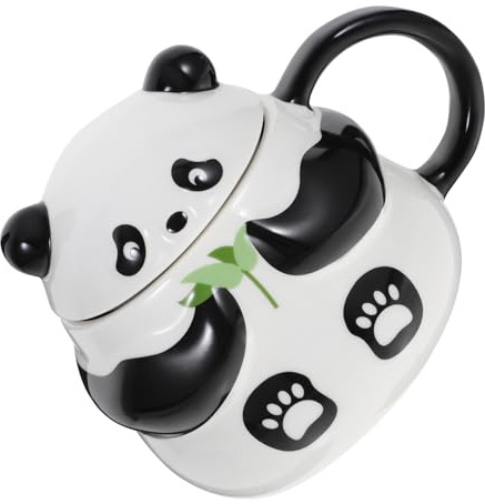 TOPPERFUN Taza de Cerámica Panda Reutilizable para Agua Diseño para Oficina y Hogar para Bebidas Calientes y Frías Taza de Animales Cartoon