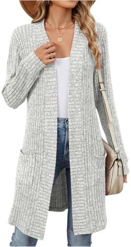 uxxnjfg Cardigan Mujer Elegante Jersey Punto Mujer Largos Entretiempo Cómodo Chaqueta Punto Larga Abierto Tallas Grandes Chaqueta Cárdigan Suéteres con Bolsillos